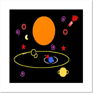 Star System illustration on Black Background Posters and Art